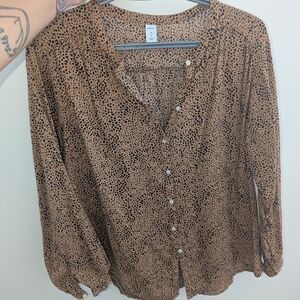 Leopard Print Button-Up Blouse